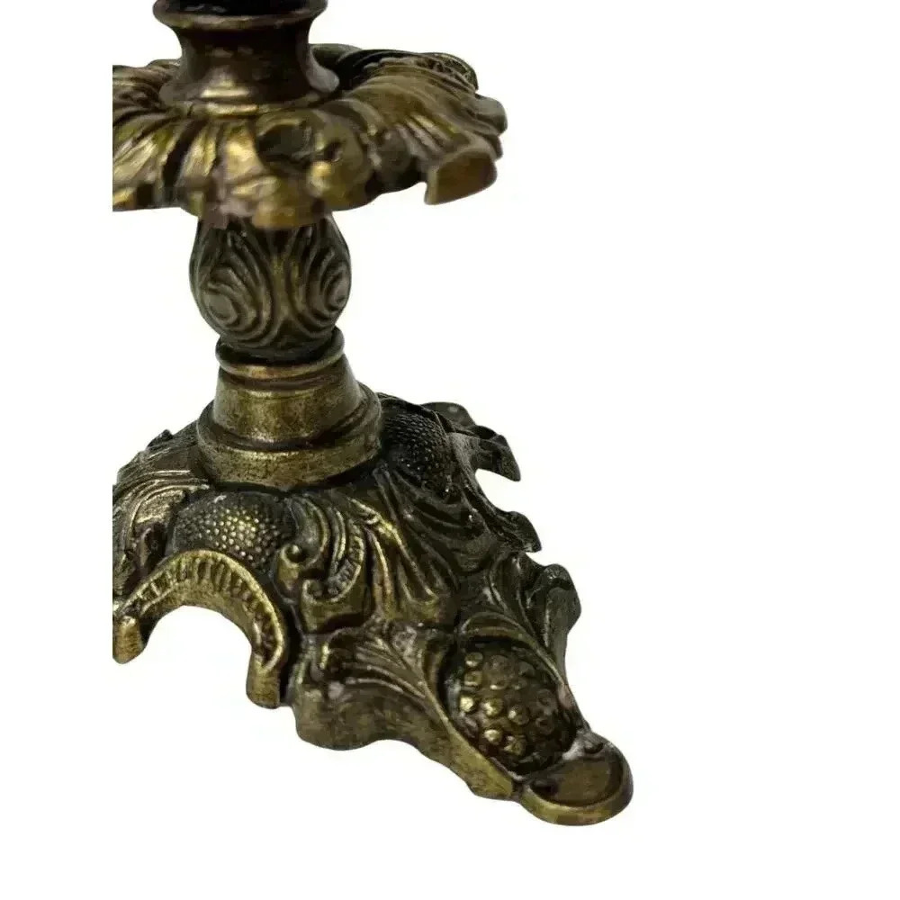 Vintage Italian Ornate Brass Candlestick Holder - Picture 8 of 10